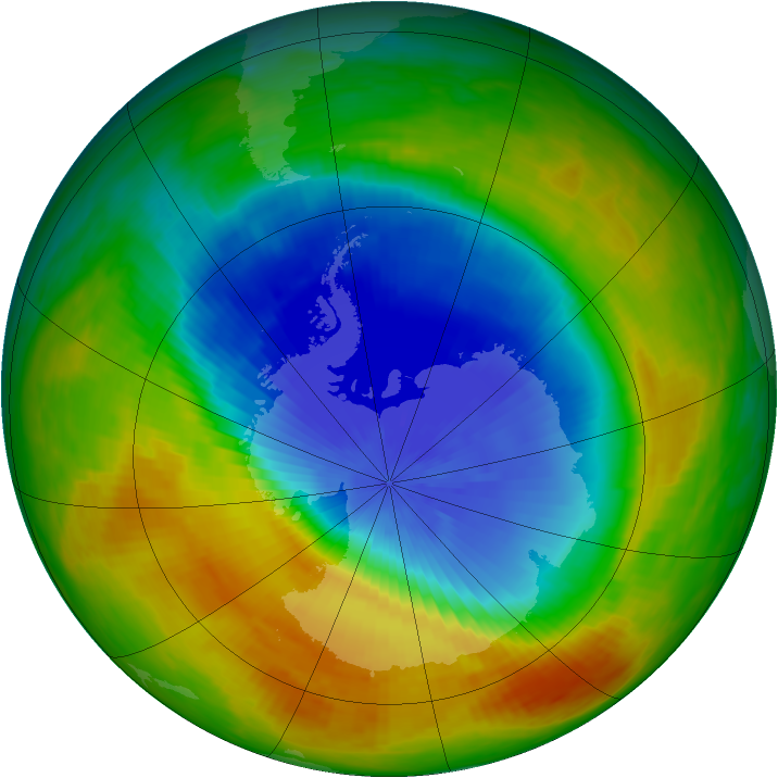 Antarctic ozone map for 28 October 1984